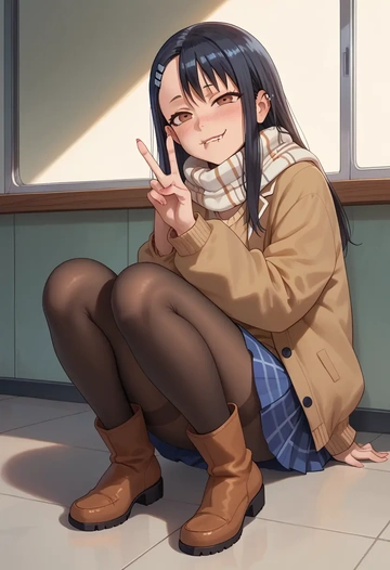 ijiranaide_nagatoro_san,nagatoro_hayase,winter,student uniform,down jacket  - AI generated anime art