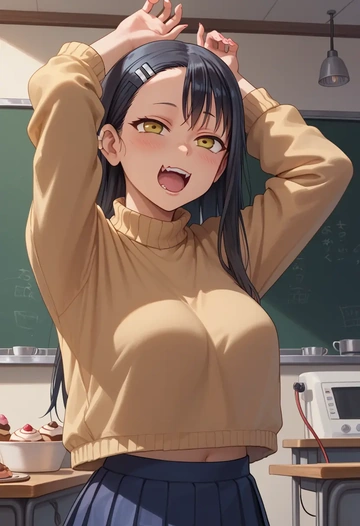 ijiranaide_nagatoro_san,nagatoro_hayase,sweater,cropped,pleated midi skirt  - AI generated anime art