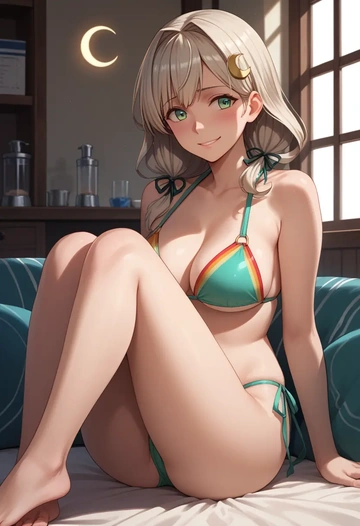 kantai_collection,nagatsuki_(kancolle),bikini,rainbow-colored,sexy  - AI generated anime art