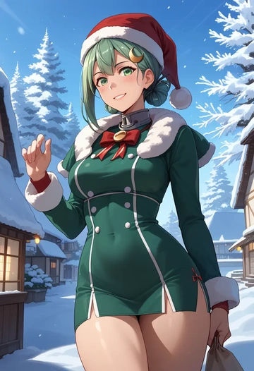 kantai_collection,nagatsuki_(kancolle),Christmas,dress  - AI generated anime art