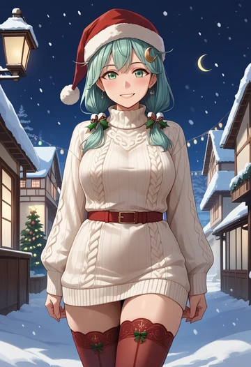 kantai_collection,nagatsuki_(kancolle),Christmas,sweater dress,stockings  - AI generated anime art