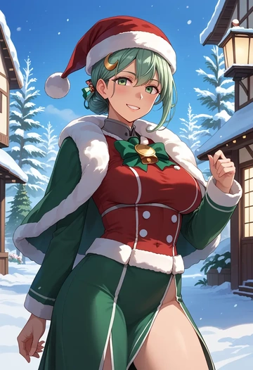 kantai_collection,nagatsuki_(kancolle),Christmas,dress  - AI generated anime art