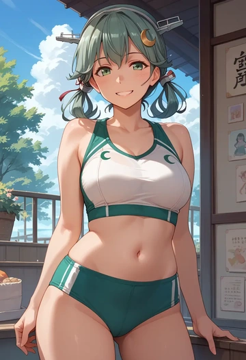 kantai_collection,nagatsuki_(kancolle),tankini top,board shorts  - AI generated anime art