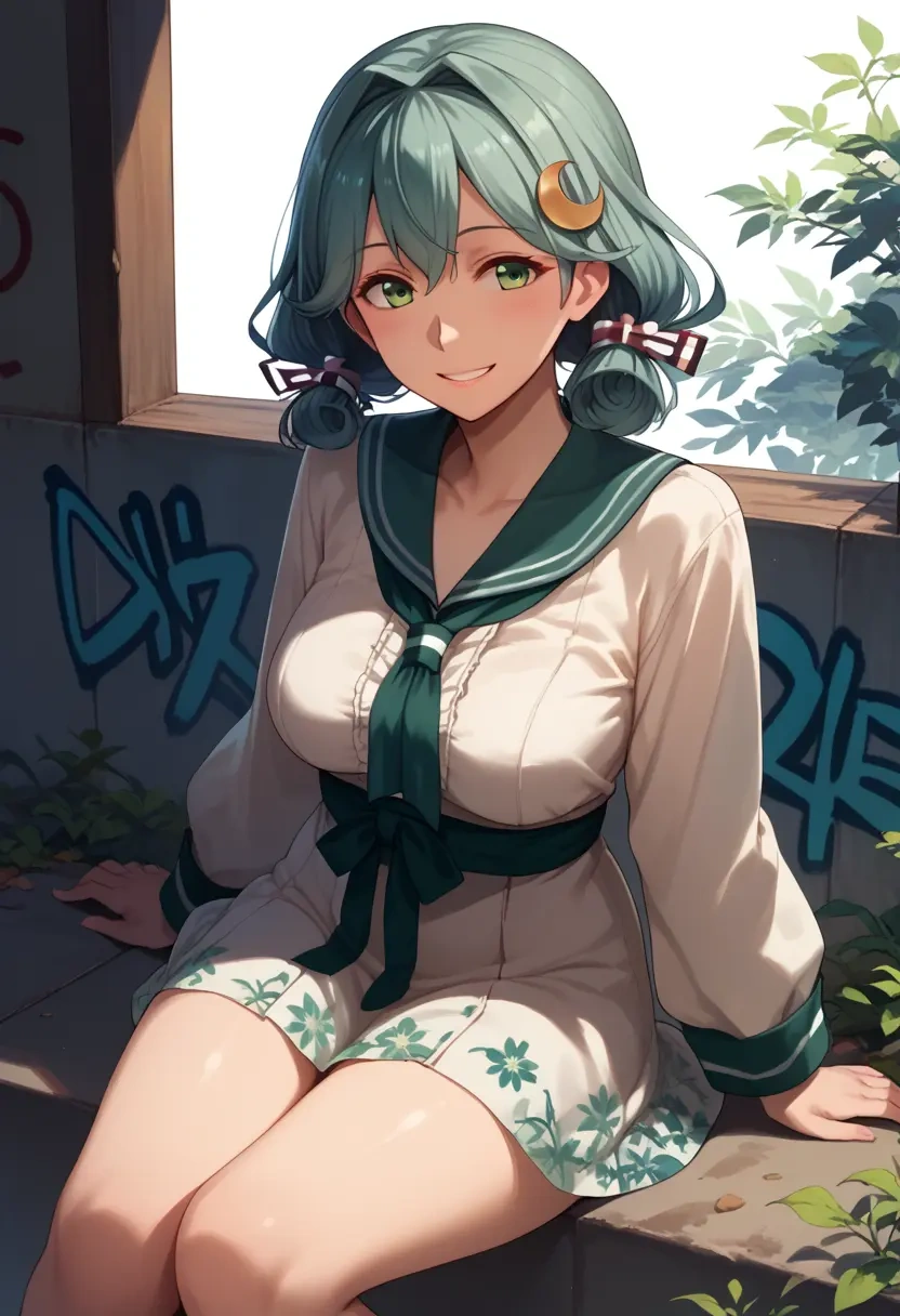 kantai_collection,nagatsuki_(kancolle),floral graffiti blouse,dolphin shorts  - 