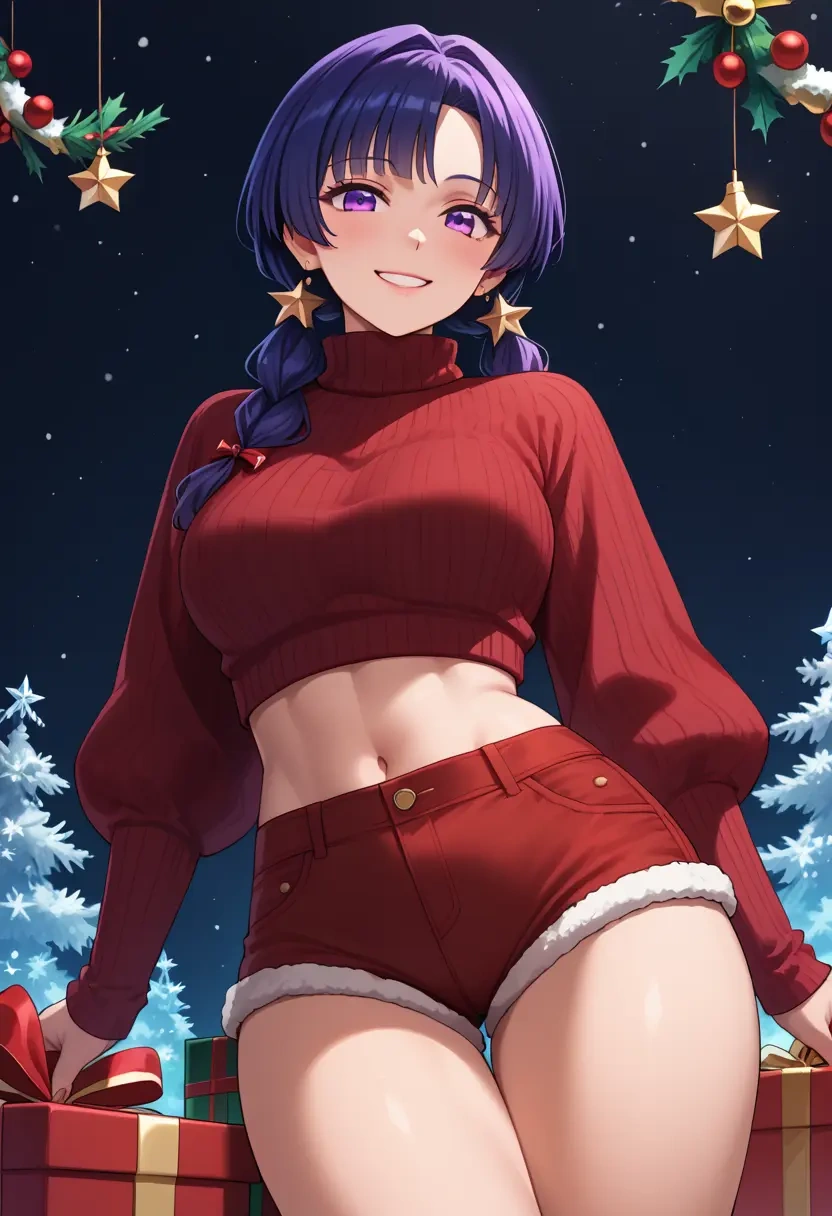 kannagi,nagi_(kannagi),Christmas,red velvet shorts,turtleneck sweater  - 