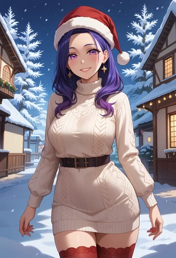 kannagi,nagi_(kannagi),Christmas,sweater dress,stockings  - AI generated anime art