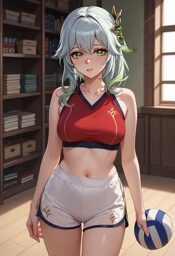 genshin_impact,nahida_(genshin_impact),volleyball uniform  - AI generated anime art