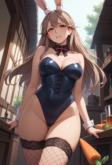 kantai_collection,naka_(kancolle),bunny girl, sexy,stockings  - AI generated anime art