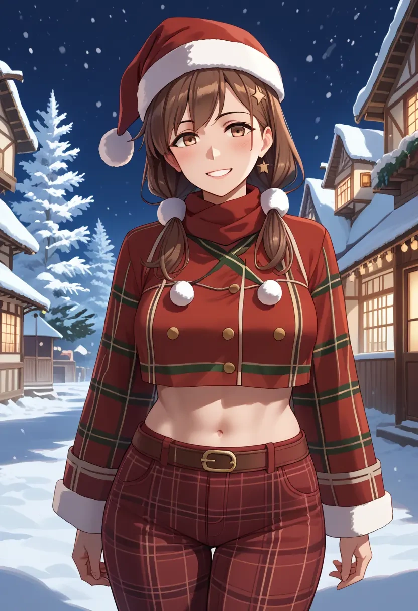 kantai_collection,naka_(kancolle),Christmas,plaid trousers  - 