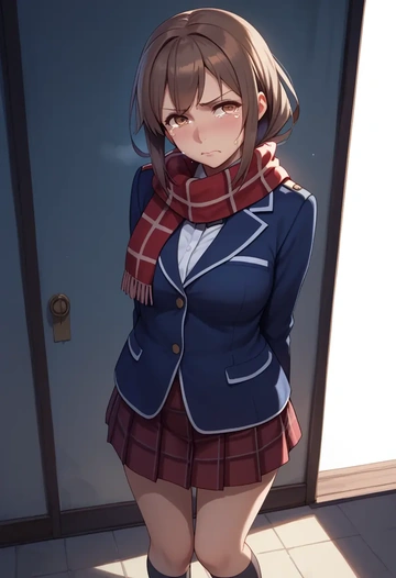 kantai_collection,naka_(kancolle),winter,student uniform,plaid skirt  - AI generated anime art