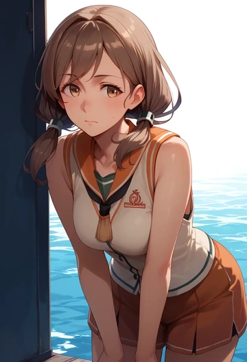 kantai_collection,naka_(kancolle),sports vest,capri leggings  - AI generated anime art