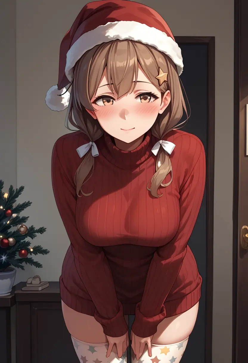 kantai_collection,naka_(kancolle),Christmas,sweater dress,stockings  - 