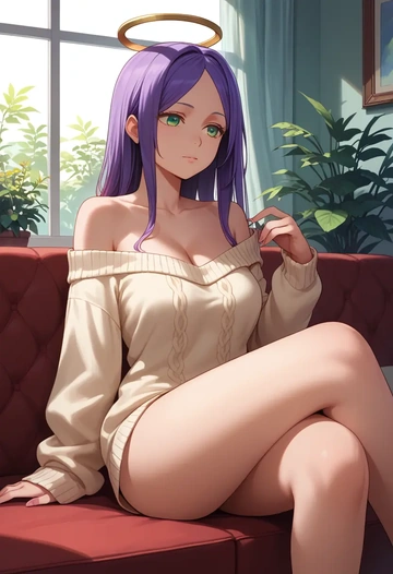 angel_beats,nakamura_yuri,off-shoulder,sweater  - AI generated anime art