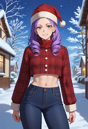 angel_beats,nakamura_yuri,Christmas,plaid trousers  - AI generated anime art