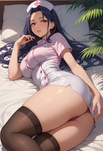 k_on,nakano_azusa,nurse pantyhose,mini skirt, sexy  - AI generated anime art