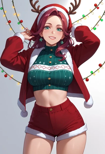 k_on,nakano_azusa,Christmas,red velvet shorts  - AI generated anime art