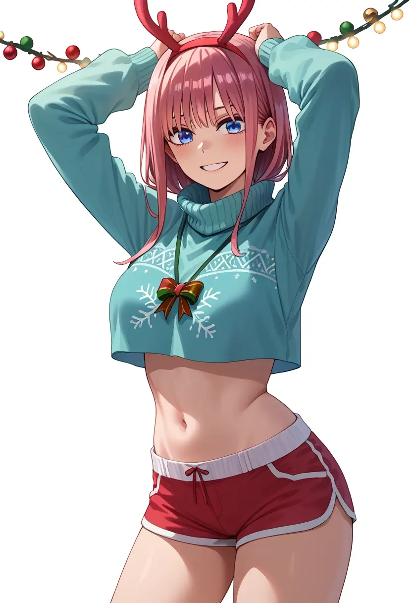 go_toubun_no_hanayome,nakano_ichika,Christmas,red velvet shorts  - 