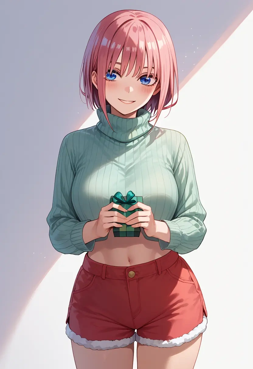 go_toubun_no_hanayome,nakano_ichika,Christmas,red velvet shorts,turtleneck sweater  - 