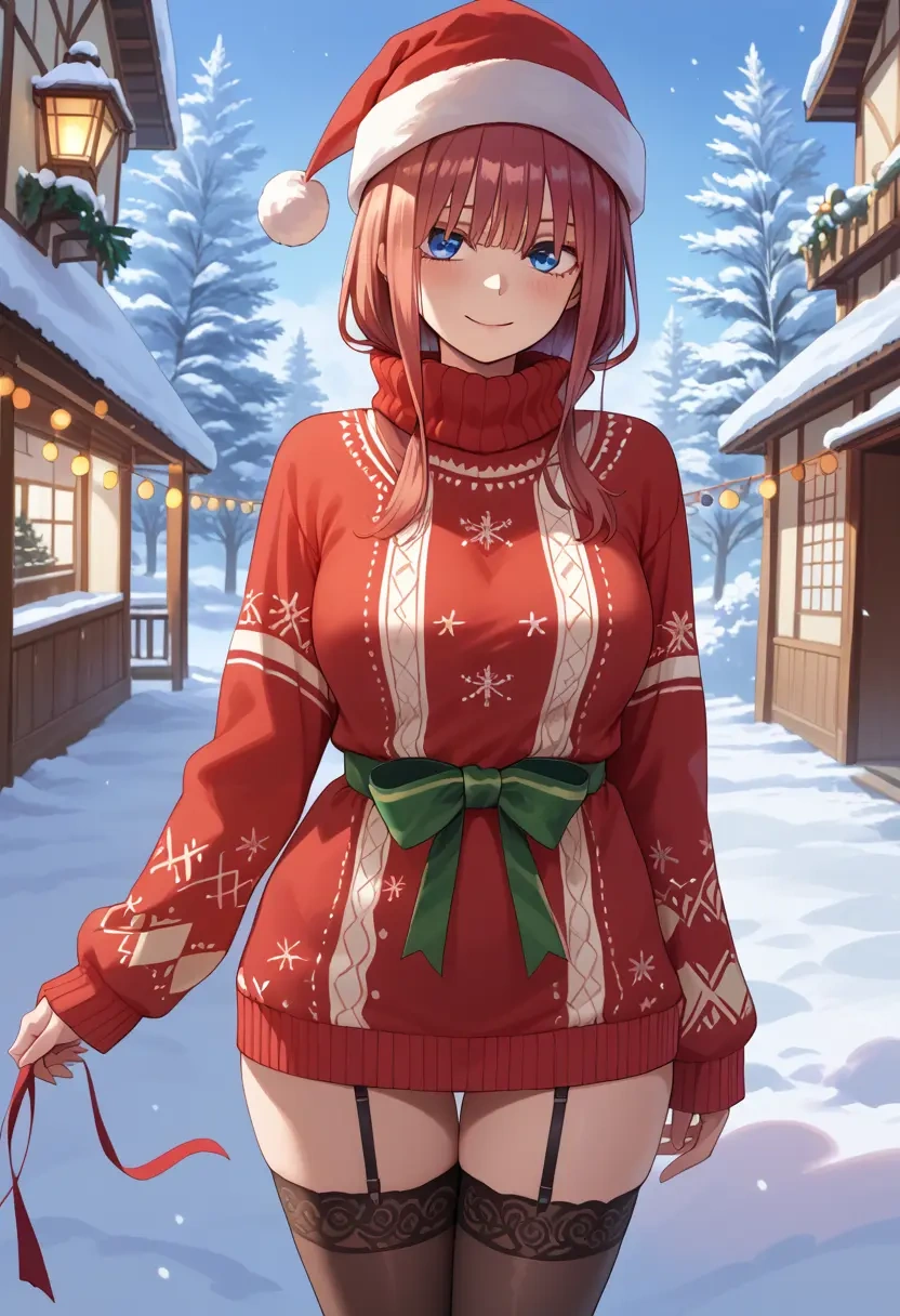 go_toubun_no_hanayome,nakano_itsuki,sweater,stockings,Thigh garters  - 