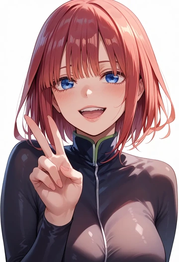 go_toubun_no_hanayome,nakano_itsuki,black widow bodysuit,spiderweb cape,leather gloves  - AI generated anime art