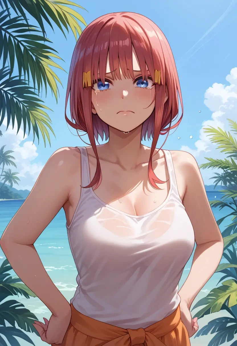 go_toubun_no_hanayome,nakano_itsuki,tank top,drawstring pants  - 