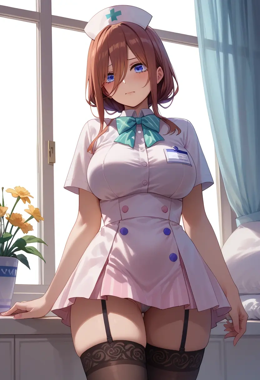 go_toubun_no_hanayome,nakano_miku,nurse pantyhose,mini skirt, sexy  - 