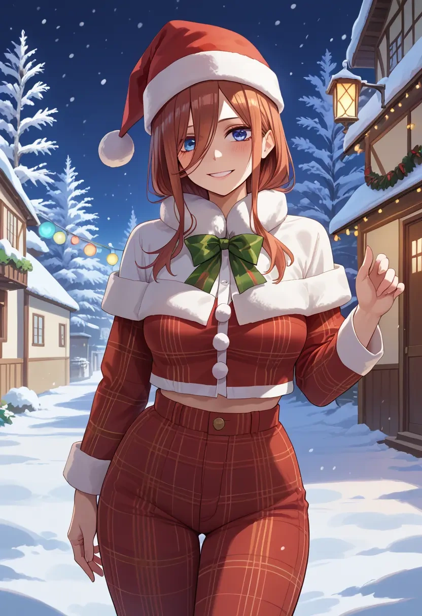 go_toubun_no_hanayome,nakano_miku,Christmas,plaid trousers  - 