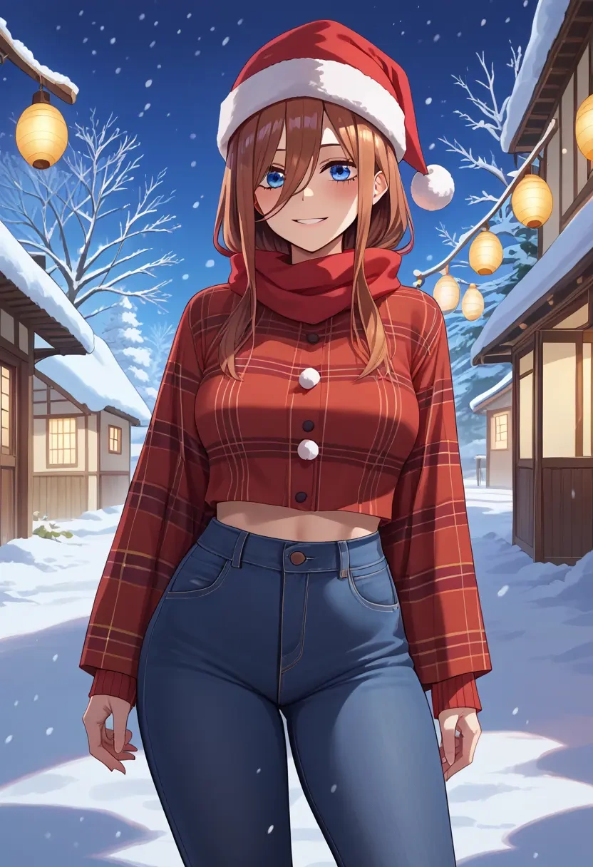 go_toubun_no_hanayome,nakano_miku,Christmas,plaid trousers  - 