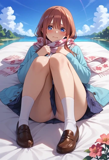 go_toubun_no_hanayome,nakano_miku,spring,student uniform,cardigan  - AI generated anime art