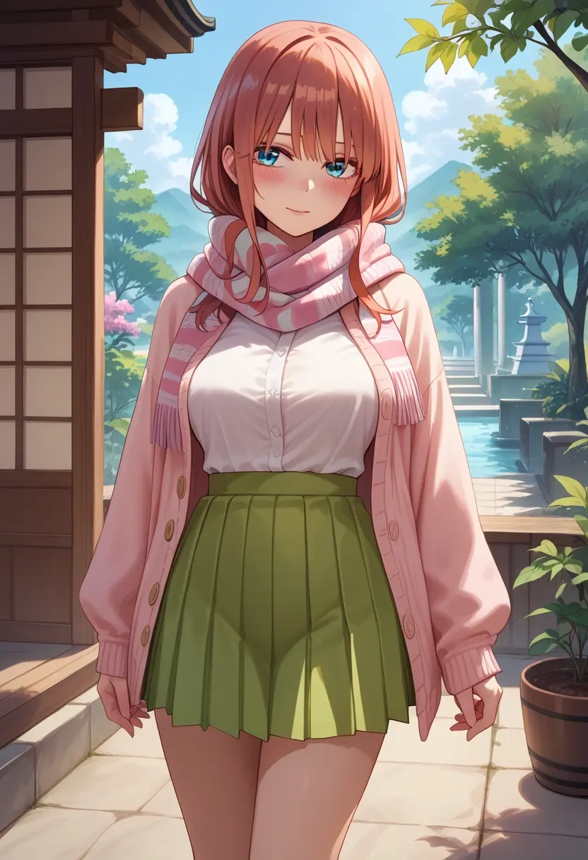 go_toubun_no_hanayome,nakano_miku,spring,student uniform,light cardigan  - 