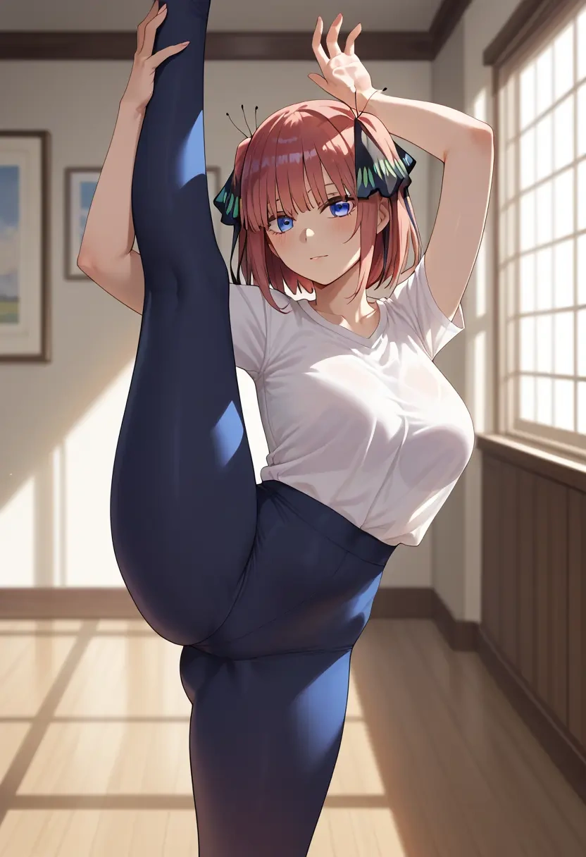 go_toubun_no_hanayome,nakano_nino,yoga, standing split,sexy,  - 