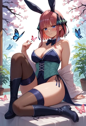 go_toubun_no_hanayome,nakano_nino,bunny girl  - AI generated anime art