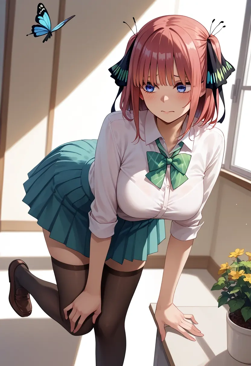 go_toubun_no_hanayome,nakano_nino,jk uniform, stockings  - 