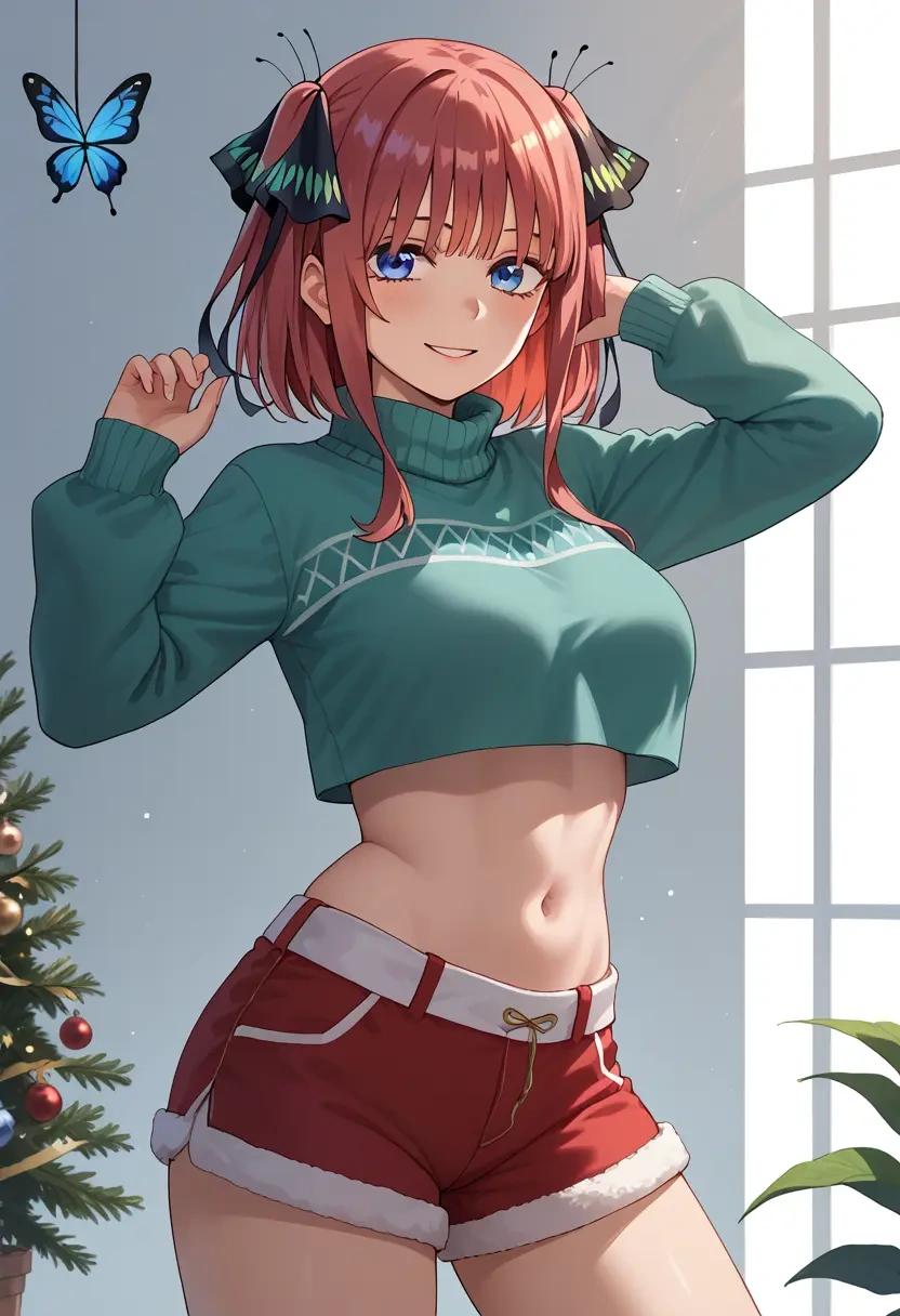 go_toubun_no_hanayome,nakano_nino,Christmas,red velvet shorts  - 