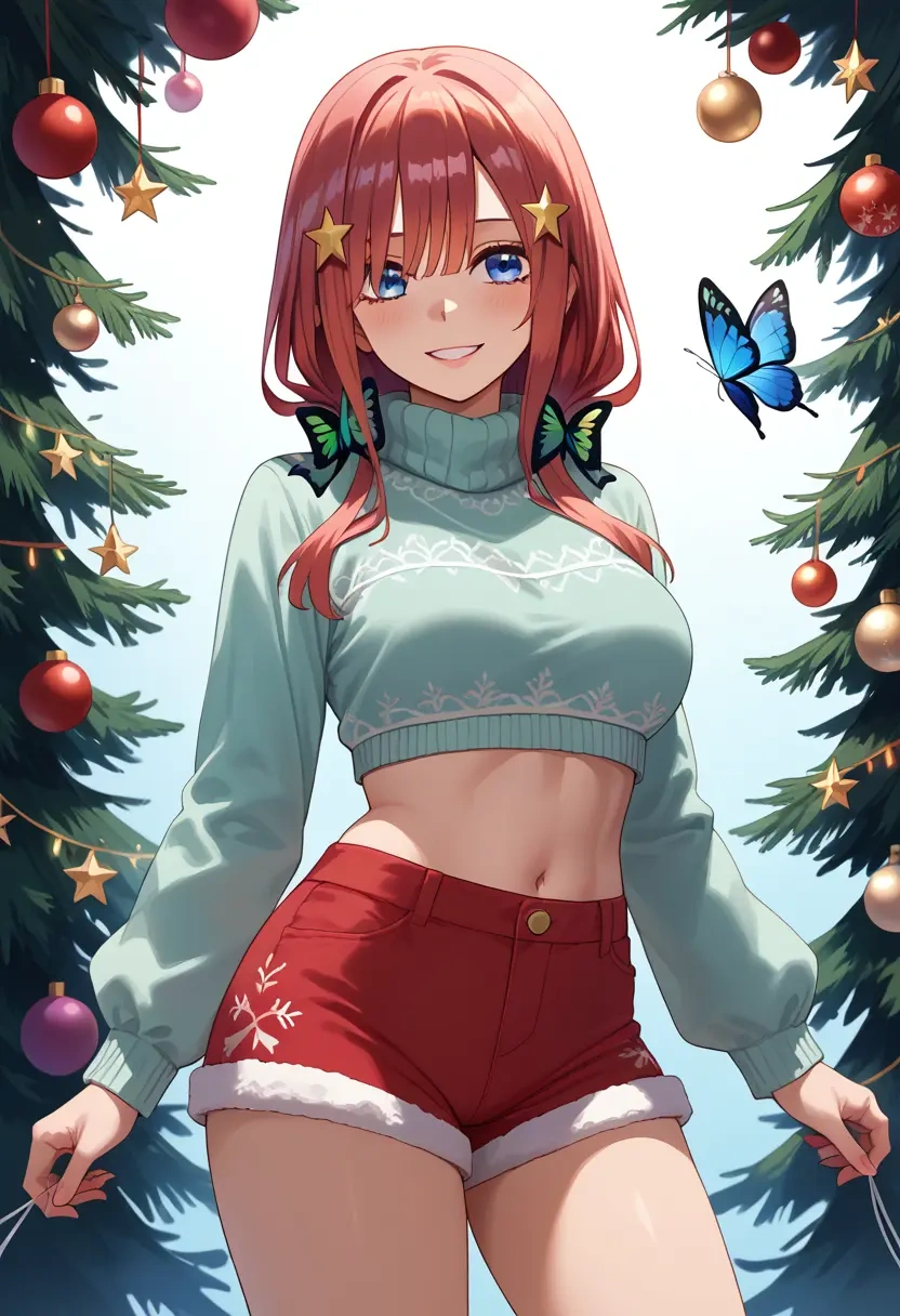 go_toubun_no_hanayome,nakano_nino,Christmas,red velvet shorts  - 