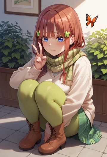 go_toubun_no_hanayome,nakano_nino,winter,student uniform,fur-lined parka  - AI generated anime art