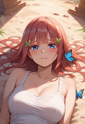 go_toubun_no_hanayome,nakano_nino,abstract print tank,dolphin shorts  - AI generated anime art