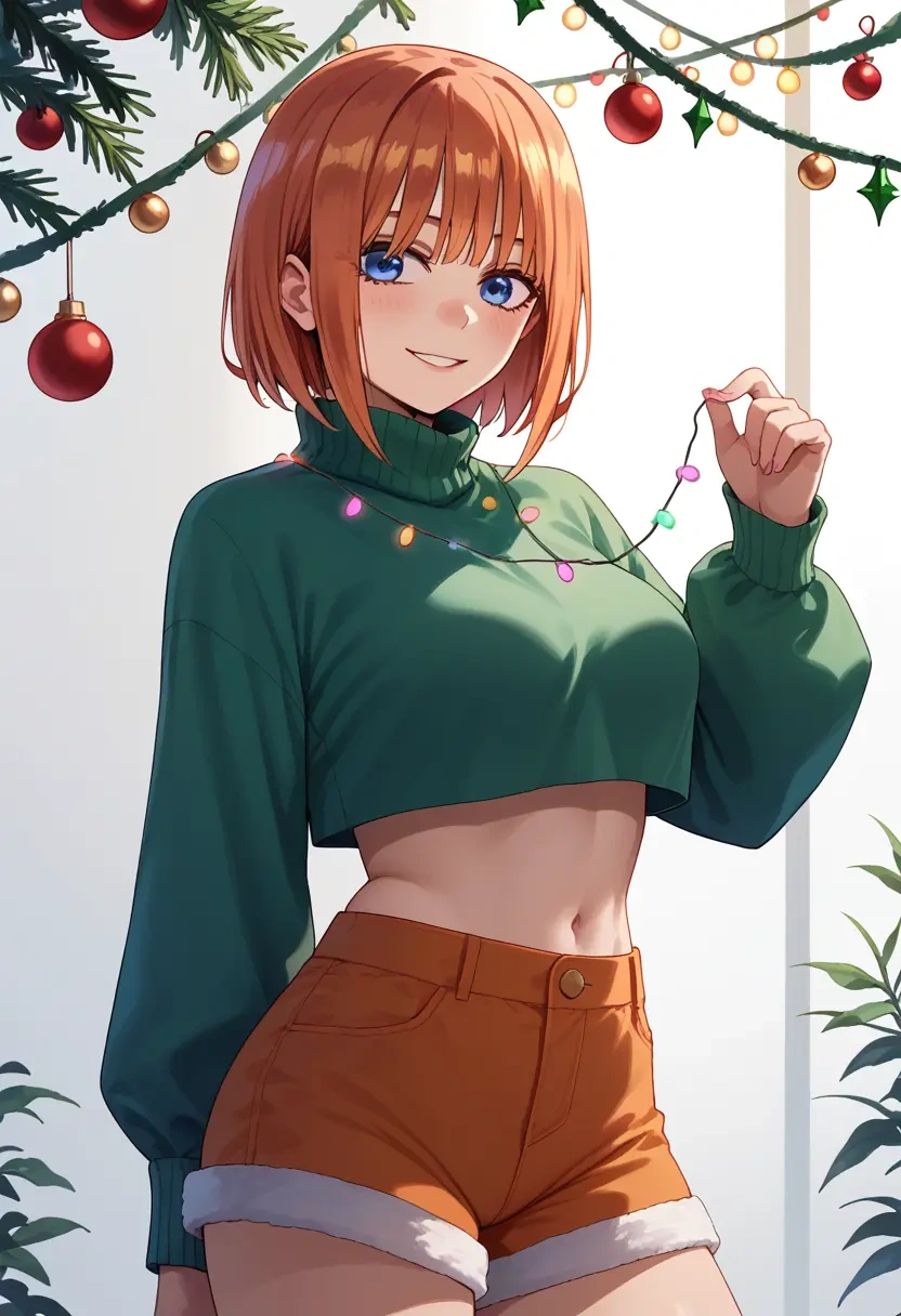 go_toubun_no_hanayome,nakano_yotsuba,Christmas,red velvet shorts  - 