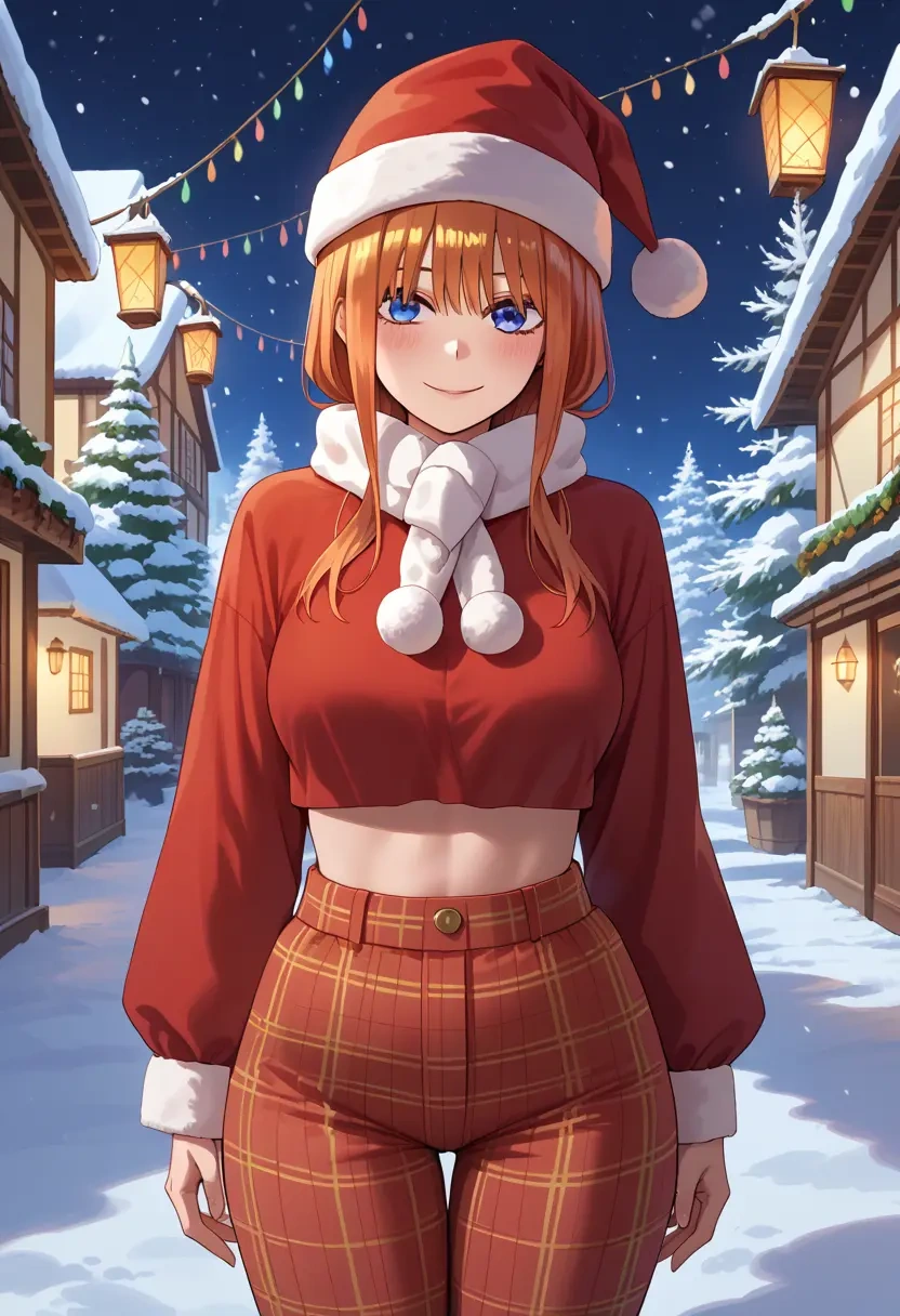 go_toubun_no_hanayome,nakano_yotsuba,Christmas,plaid trousers  - 