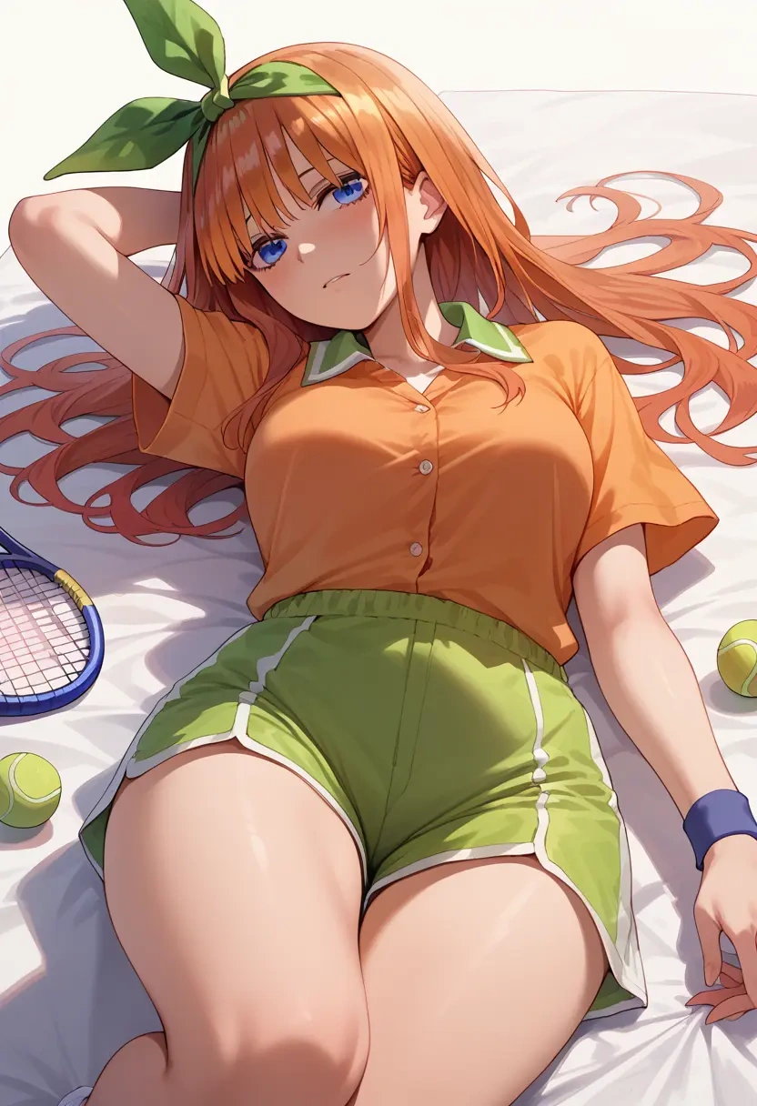 go_toubun_no_hanayome,nakano_yotsuba,tennis polo,skort  - 