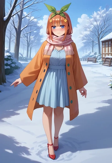 go_toubun_no_hanayome,nakano_yotsuba,spring,elegant woman,wrap dress  - AI generated anime art