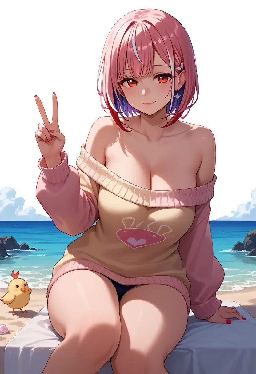 hololive,nakiri_ayame,off-shoulder,sweater  - 