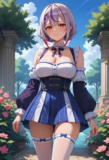 hololive,nakiri_ayame,mini skirt, stockings  - AI generated anime art