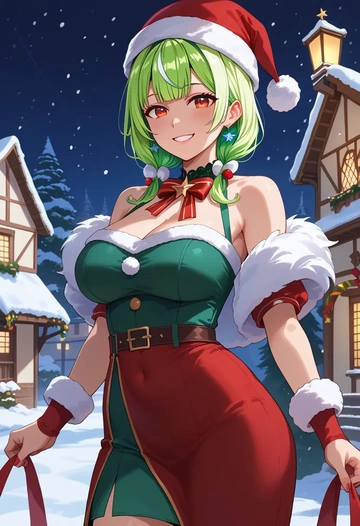 hololive,nakiri_ayame,Christmas,dress  - AI generated anime art