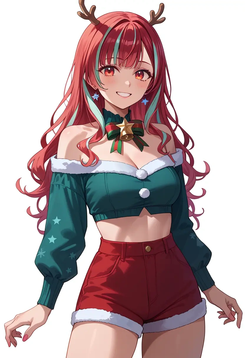 hololive,nakiri_ayame,Christmas,red velvet shorts  - 