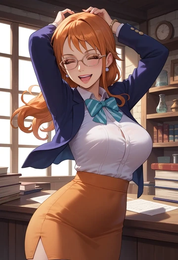 one_piece,nami_(one_piece),OL, glasses,  - AI generated anime art