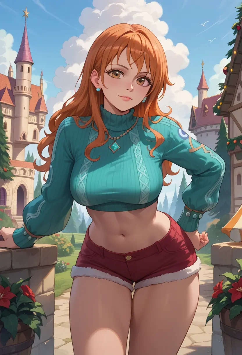 one_piece,nami_(one_piece),red velvet shorts  - 