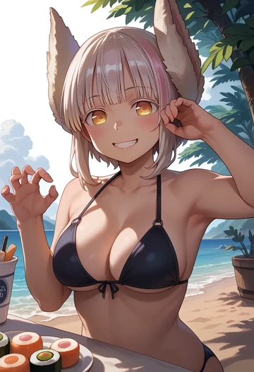 made_in_abyss,nanachi_(made_in_abyss),black bikini  - AI generated anime art