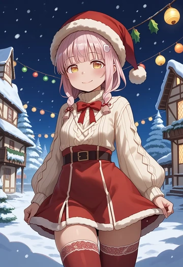 made_in_abyss,nanachi_(made_in_abyss),Christmas,sweater dress,stockings  - AI generated anime art