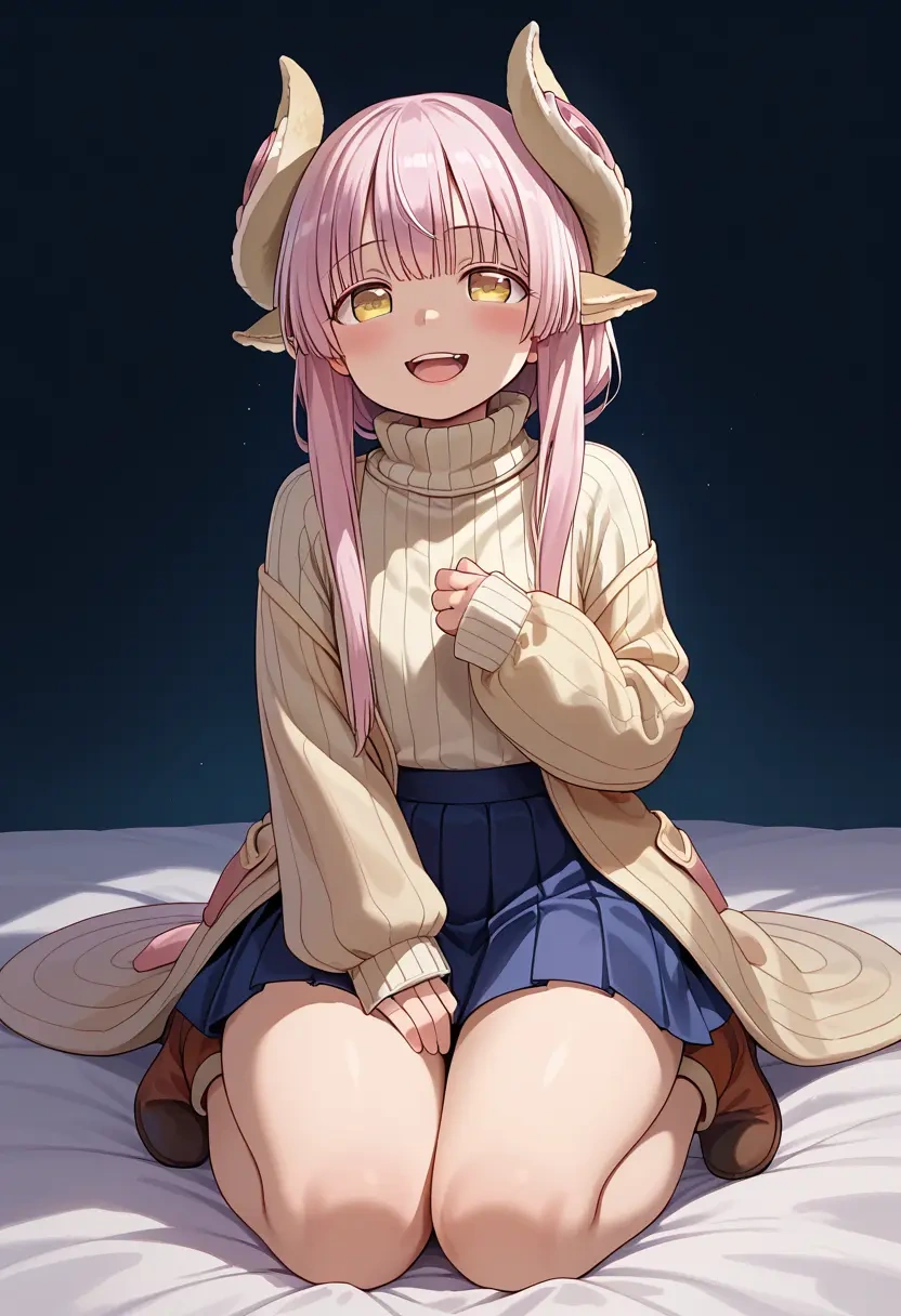 made_in_abyss,nanachi_(made_in_abyss),skirt,pleated,turtleneck sweater  - 